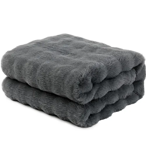faux fur electric heated throw grey