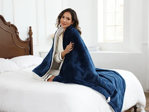 Flanellen sherpa elektrische gooi deken